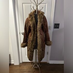 Chicos Elegant Faux Fur Trimmed Coat